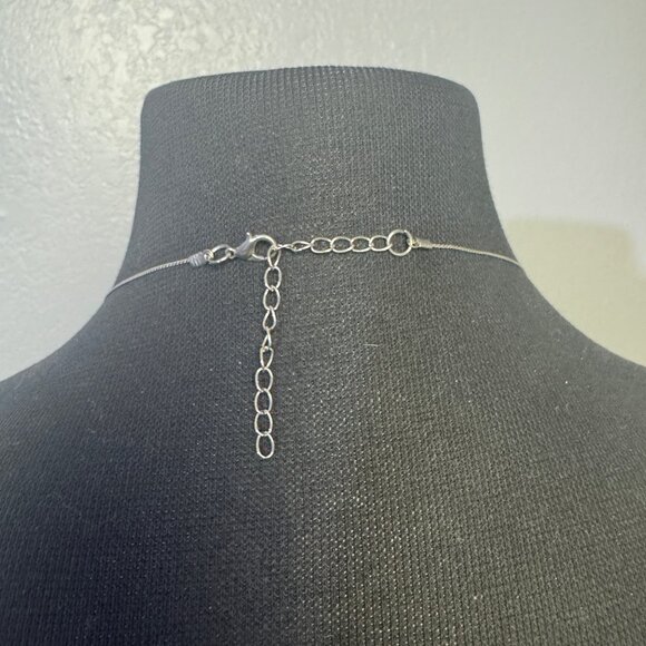 Multicolor Beaded Silver Chain Necklace Long Adjustable Lobster Clasp - Picture 4 of 4